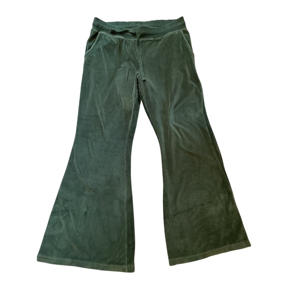 Aerie Green Velour Pull On Flare Pants.  Forest Green. Size XL